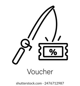 A customizable line icon of voucher 
