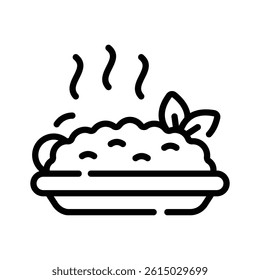 A customizable line style icon showing hot rice plate