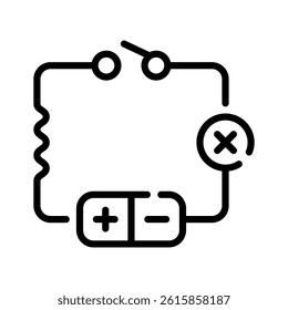 A customizable line style icon showing electrical circuit