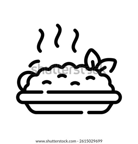 A customizable line style icon showing hot rice plate