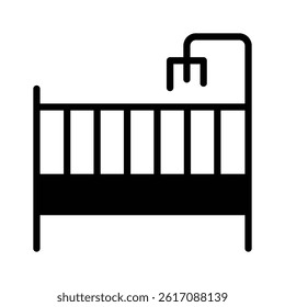 A customizable line style icon of wooden baby cot