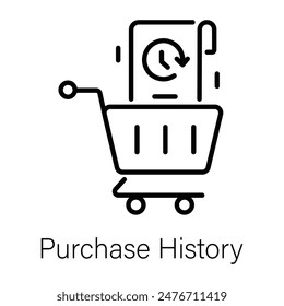 Customizable linear icon depicting purchase history 