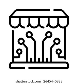 A customizable linear icon of digital smart shop