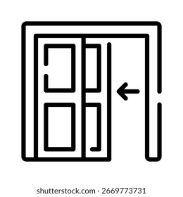 Um ícone linear personalizável de porta de vidro