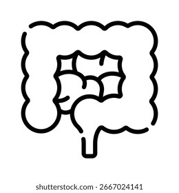 Um ícone linear personalizável do órgão digestivo intestinal