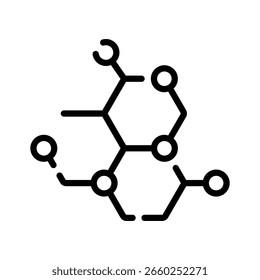 Un icono lineal personalizable de la estructura de enlace molecular