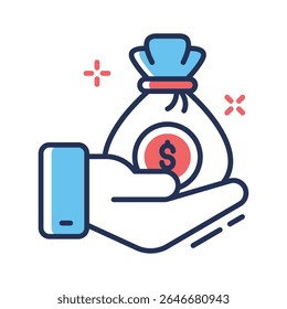 A customizable linear icon of money investment offer