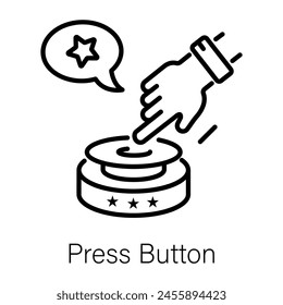 Customizable linear icon of press button 