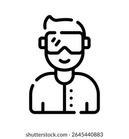 Um ícone linear personalizável do avatar vr person