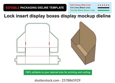 Customizable lock insert display boxes mockup for enhanced product visibility, display boxes, display mockup, dieline template, packaging design, mockup template, Die line mockup, box mockups