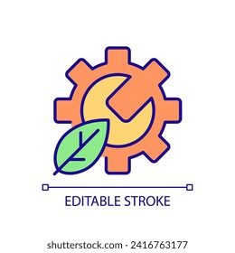 Customizable maintenance icon representing sustainable office, isolated vector, colorful thin line illustration.