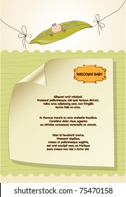 customizable new baby card with pea bean