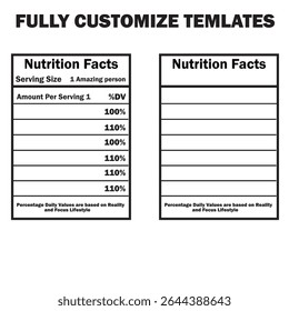 Customizable nutrition facts templates blank filled