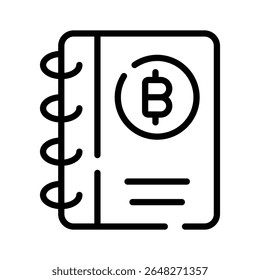A customizable outline icon of bitcoin ledger book