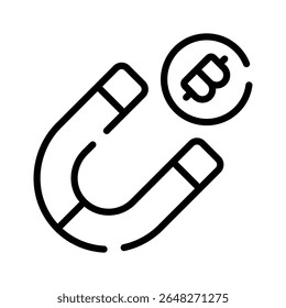 A customizable outline icon of bitcoin retention