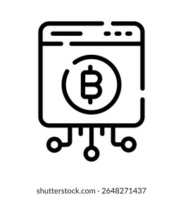 A customizable outline icon of bitcoin website