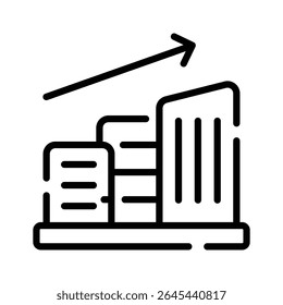 A customizable outline icon of metaverse building architecture