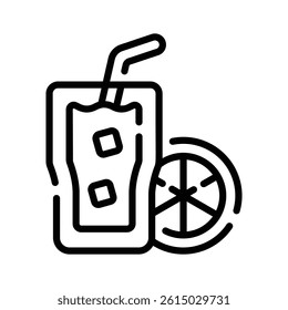 A customizable outline icon of orange juice glass