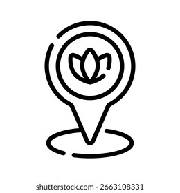 Un icono de contorno personalizable de la relajante ubicación del spa