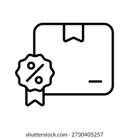 Customizable outline icon representing discount package shipping offer.