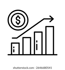 A customizable outline icon of rising growth chart