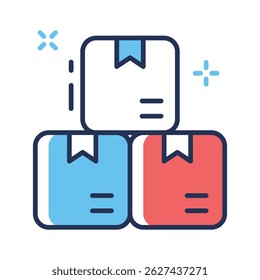 Um ícone de estrutura de tópicos personalizável de pacotes de entrega empilhados