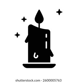 A customizable outline style icon depicting burning candle