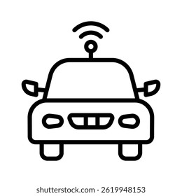 A customizable outline style icon depicting smart car with signals