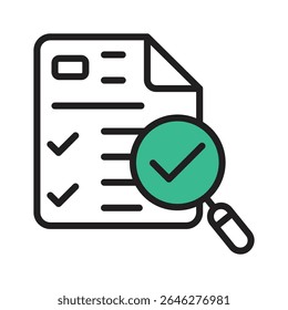 A customizable outline style icon depicting verification audit