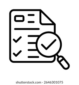 A customizable outline style icon depicting verification audit