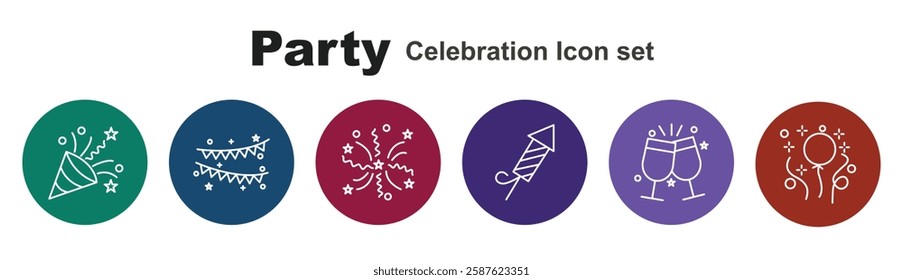 Customizable Party Celebrity single stroke icon sets