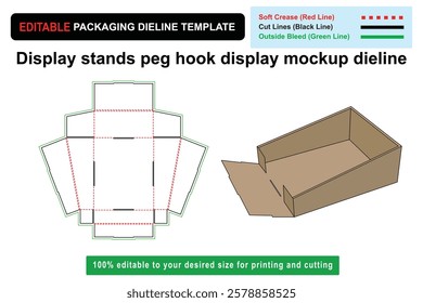 Customizable peg hook display mockup design for effective merchandising, display mockup, dieline template, customizable box, packaging design, customizable mockup, box layout, Die line mockup