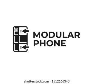 Customizable phone logo design. Modular smartphone vector design. Building blocks for phone logotype