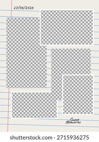Plantilla de collage de fotos personalizable en papel de cuaderno forrado para recuerdos dulces y proyectos creativos de scrapbooking