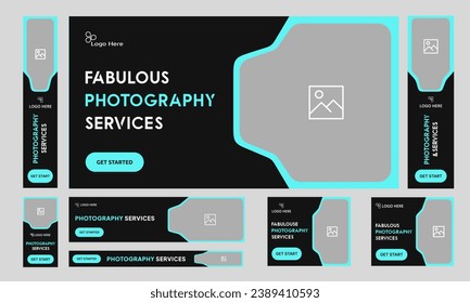 Customizable photography web set banner design, collages photo banners, banner services, fully editable vector eps 10 file format