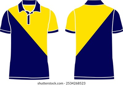 combinação personalizável de camisa polo amarelo canário e azul marinho                                                                                                                                