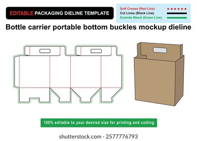 Customizable portable bottle carrier mockup dielines, Portable Design, Mockup Dieline, Product Packaging, Packaging Solutions, box dimensions, dieline template, Custom box dieline