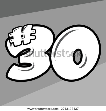 Customizable race number 30 vector template