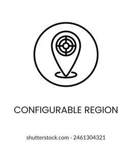 Customizable Region line icon vector with editable stroke for placement on cctv camera system packaging