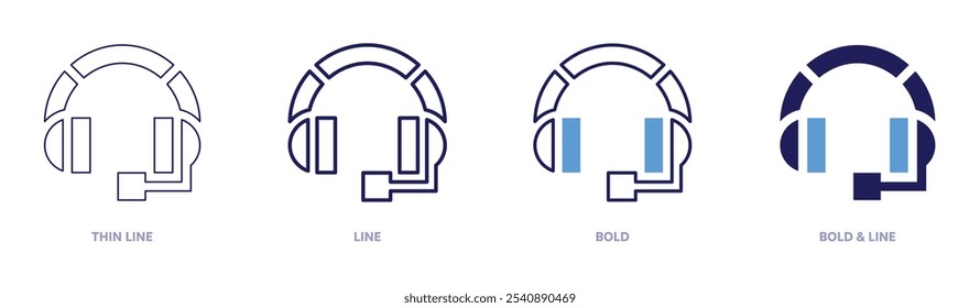 Ícone de relatório personalizável em 4 estilos diferentes. Linha fina, Linha, Negrito e Linha Negrito. Estilo duotônico. Traçado editável.