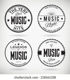 Customizable Retro Music Badges - Vector Collection