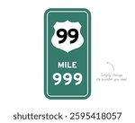Customizable Roadway Identification and Mile Marker Sign High Quality Stock Vectorial Image