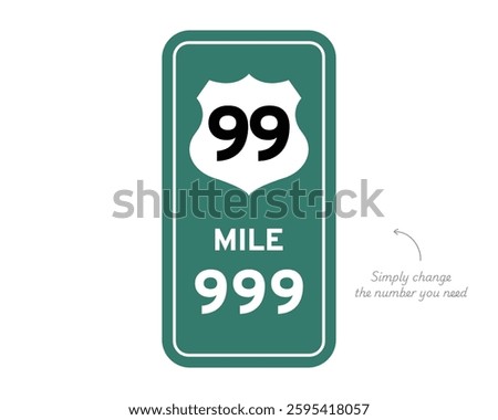 Customizable Roadway Identification and Mile Marker Sign High Quality Stock Vectorial Image