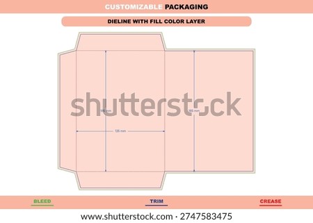 Customizable sealed wrap three side envelope dieline editable stationery template folds vector mockup design premium professional printable die line packaging Foto stock © 