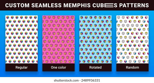 Customizable seamless memphis cubes patterns