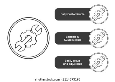 Customizable, setup or editable vector icon illustrations