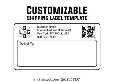 Customizable Shipping Label Template. Editable Delivery Label for Packages