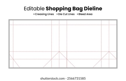 Customizable Shopping Bag Die line Template for Packaging Design