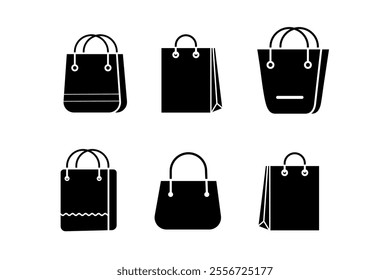 Customizable Shopping Bags Market Icon Illustration for Personalized Shopping Experiences, shopping, bags, market, icon, purchase, consumer, store, sale, product, package, cart, silhouette, carry