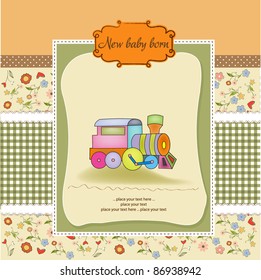 customizable shower baby card with train